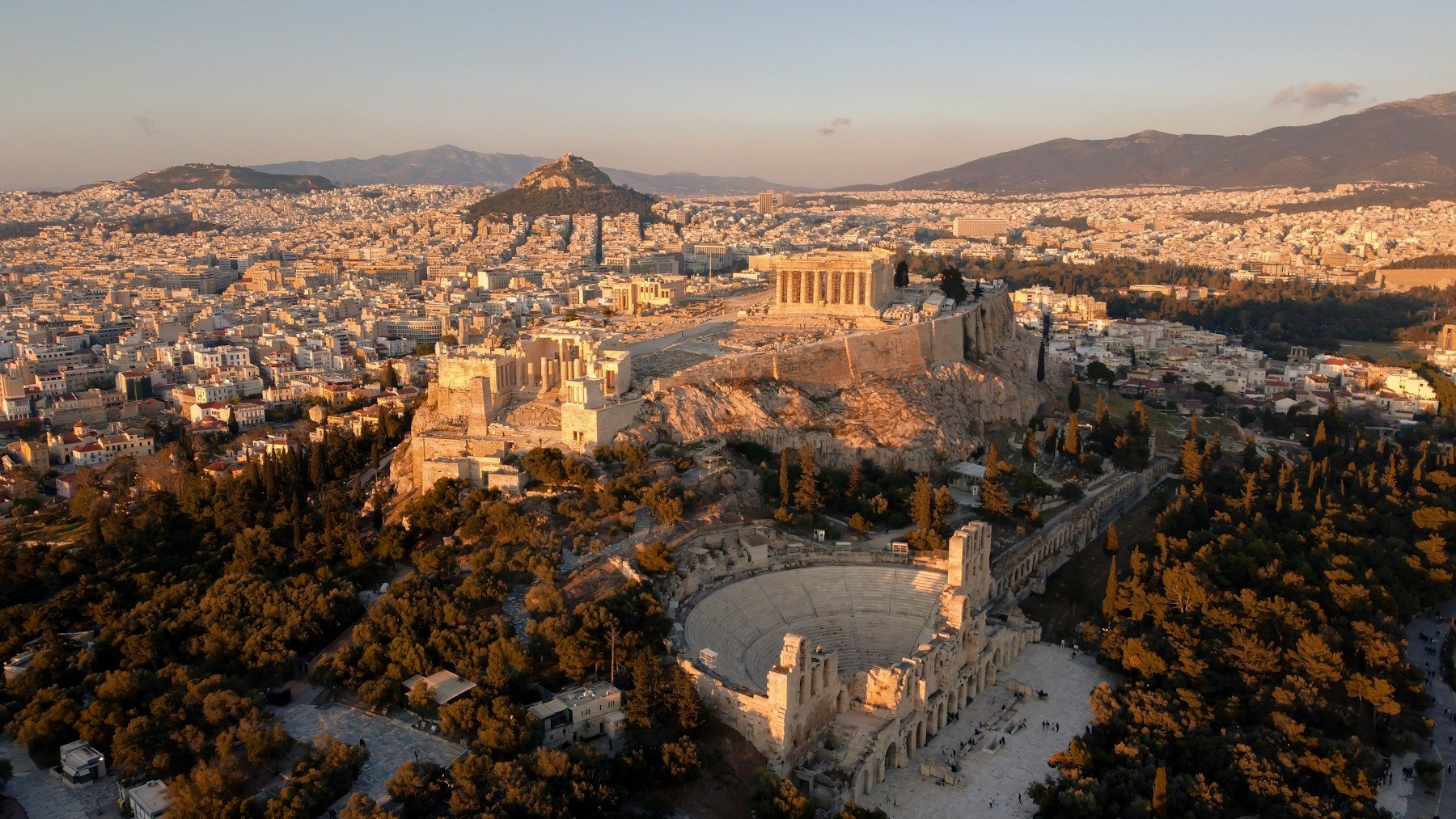 Acropolis above the rooftops of Athens