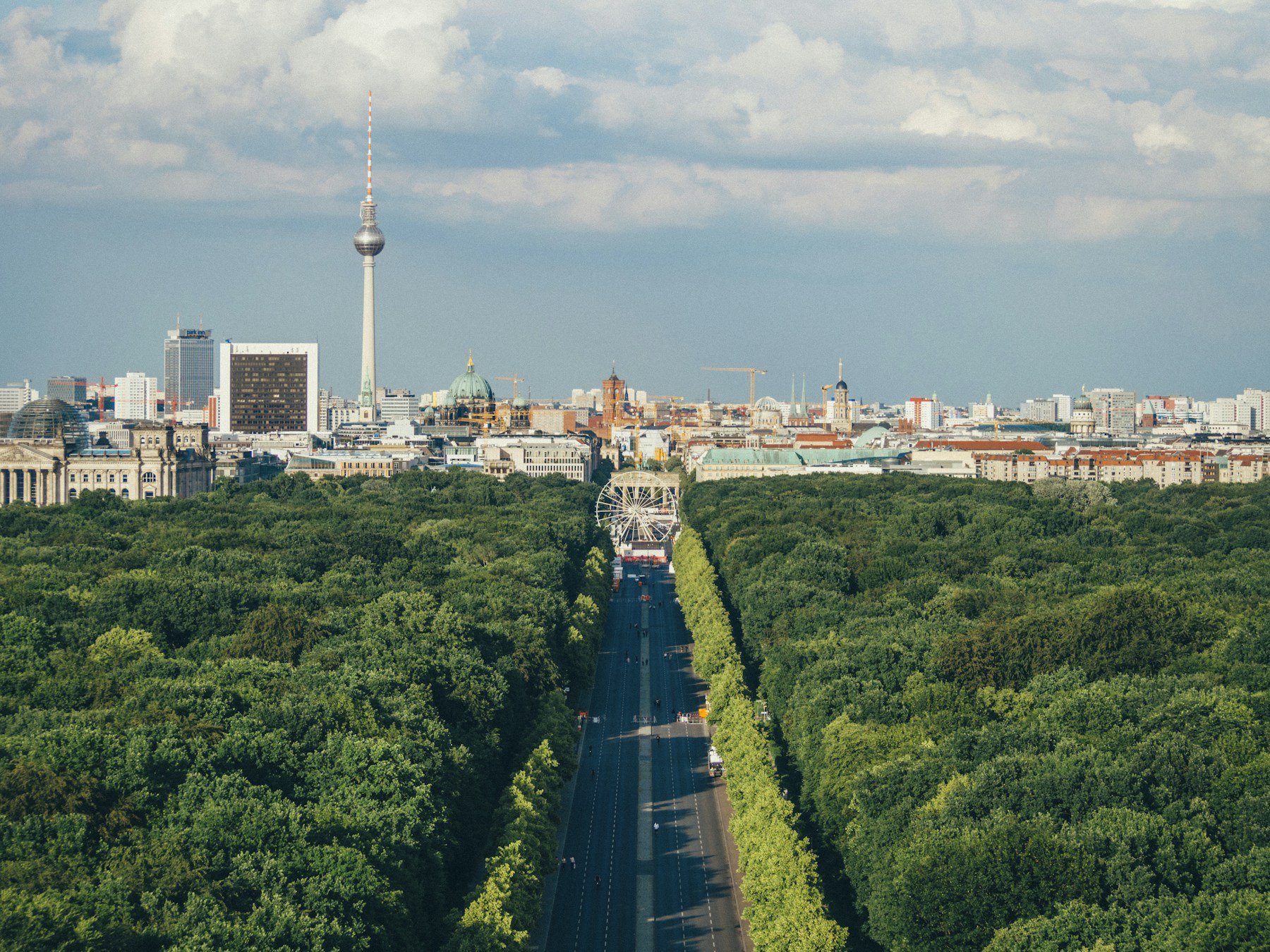 Brandenburg Gate and central Berlin from above