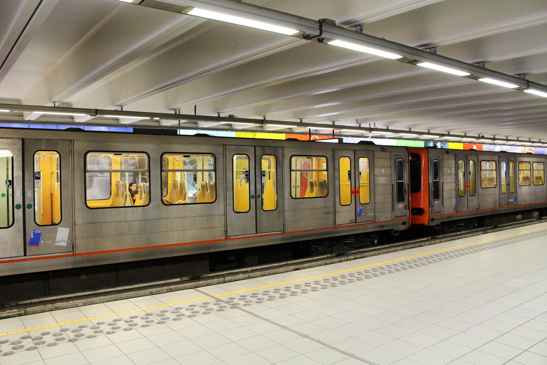 Brussels Metro train standing at a platform