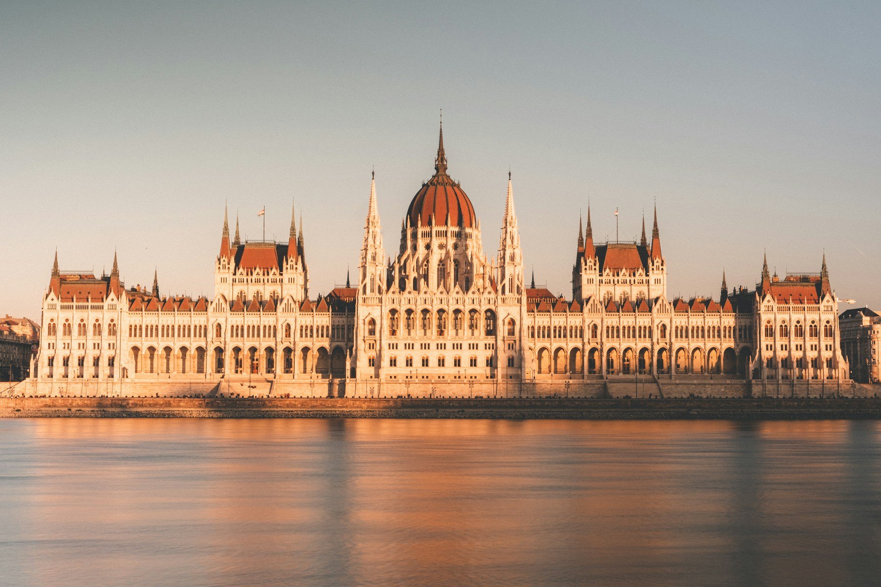 Hungarian Parliament beside the Danube in Budapest