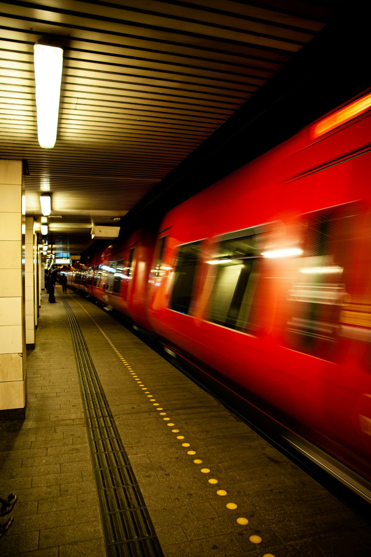 Train at a Copenhagen station platform