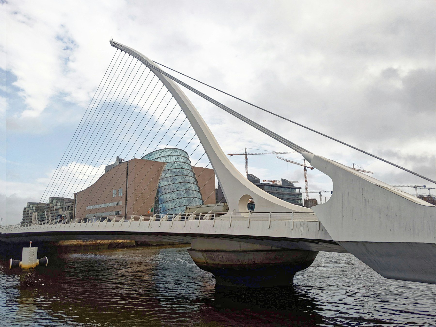 Samuel Beckett Bridge crossing the River Liffey in Dublin