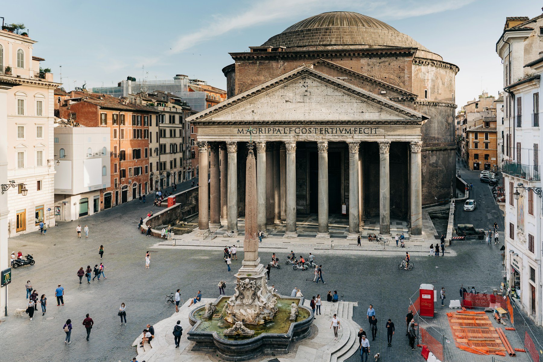 Visitors outside the Pantheon in Rome
