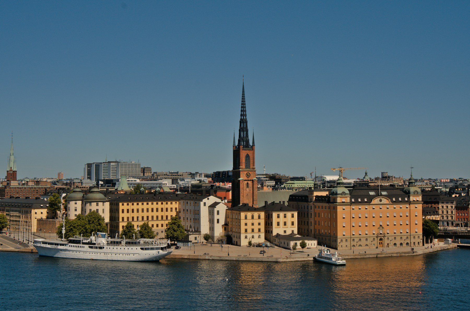 Gamla Stan waterfront and church tower in Stockholm