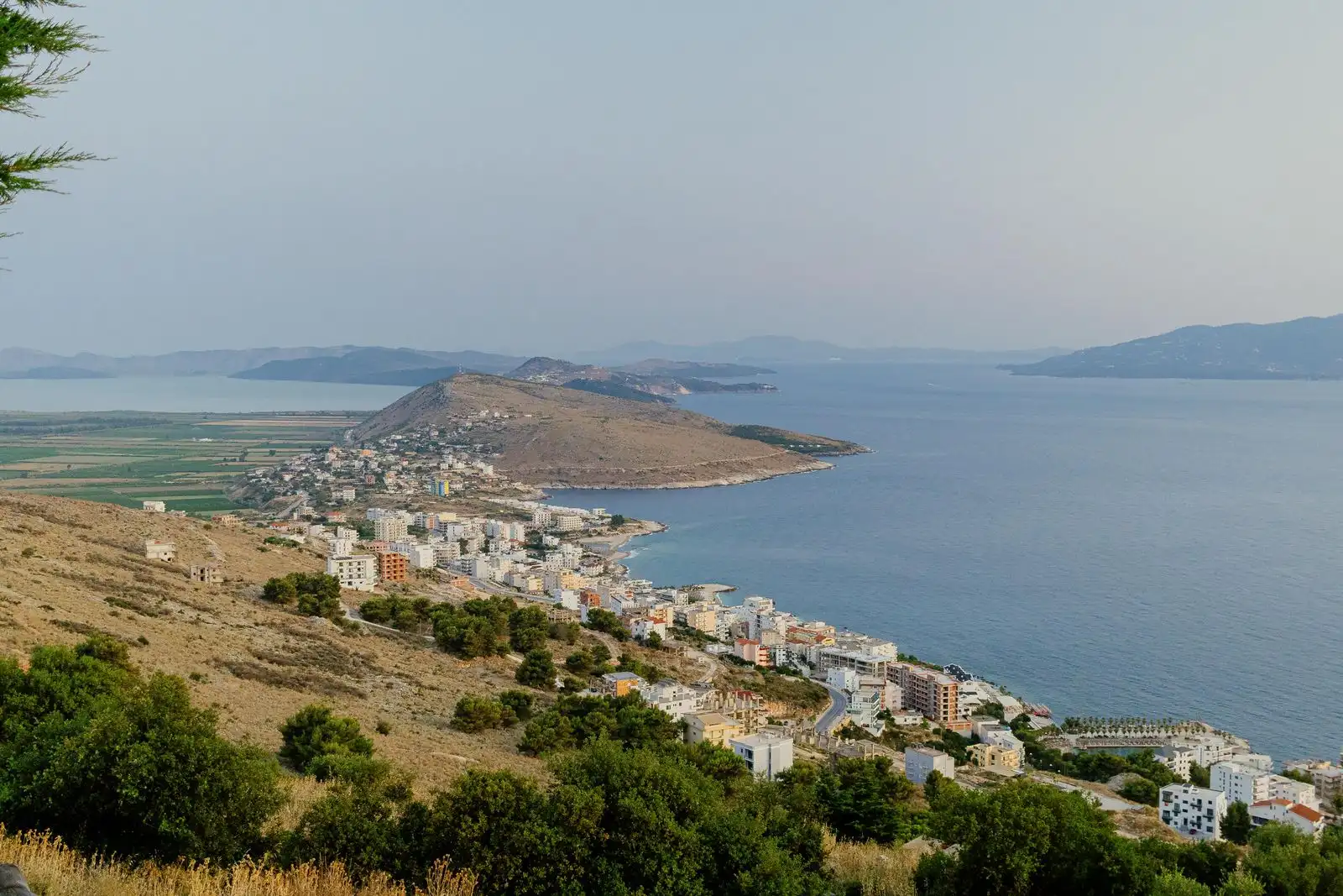 Sarandë's buildings along the Ionian coastline