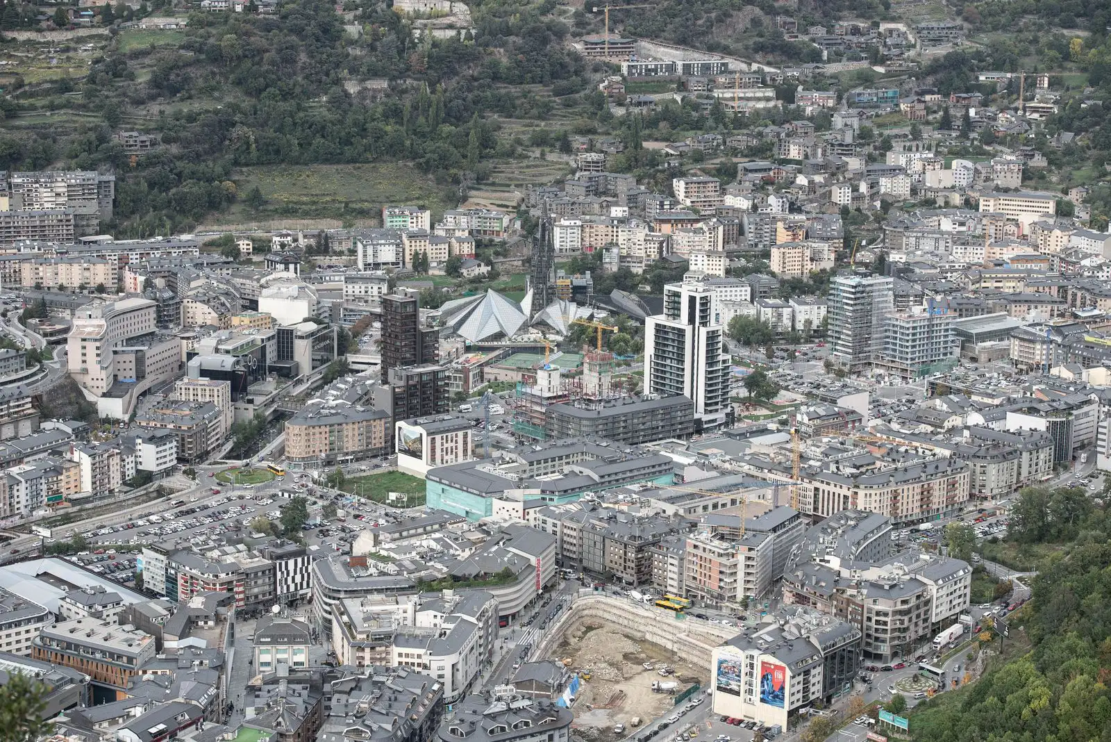 Andorra la Vella's buildings across the mountain valley