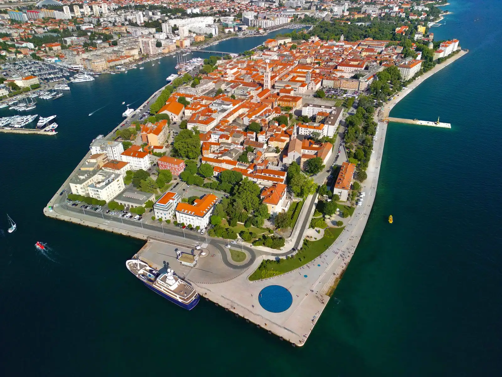 Zadar's old town peninsula surrounded by the sea