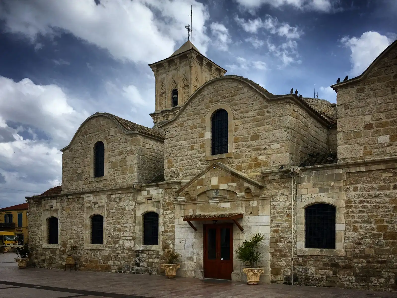 The stone facade and bell tower of Saint Lazarus Church in Larnaca