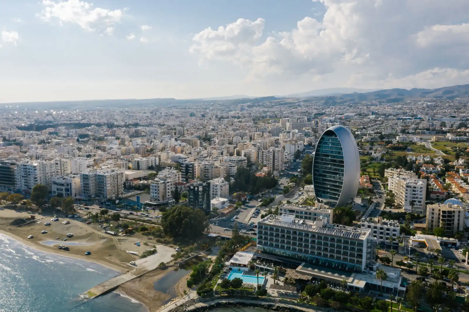 A modern tower above the buildings of Limassol