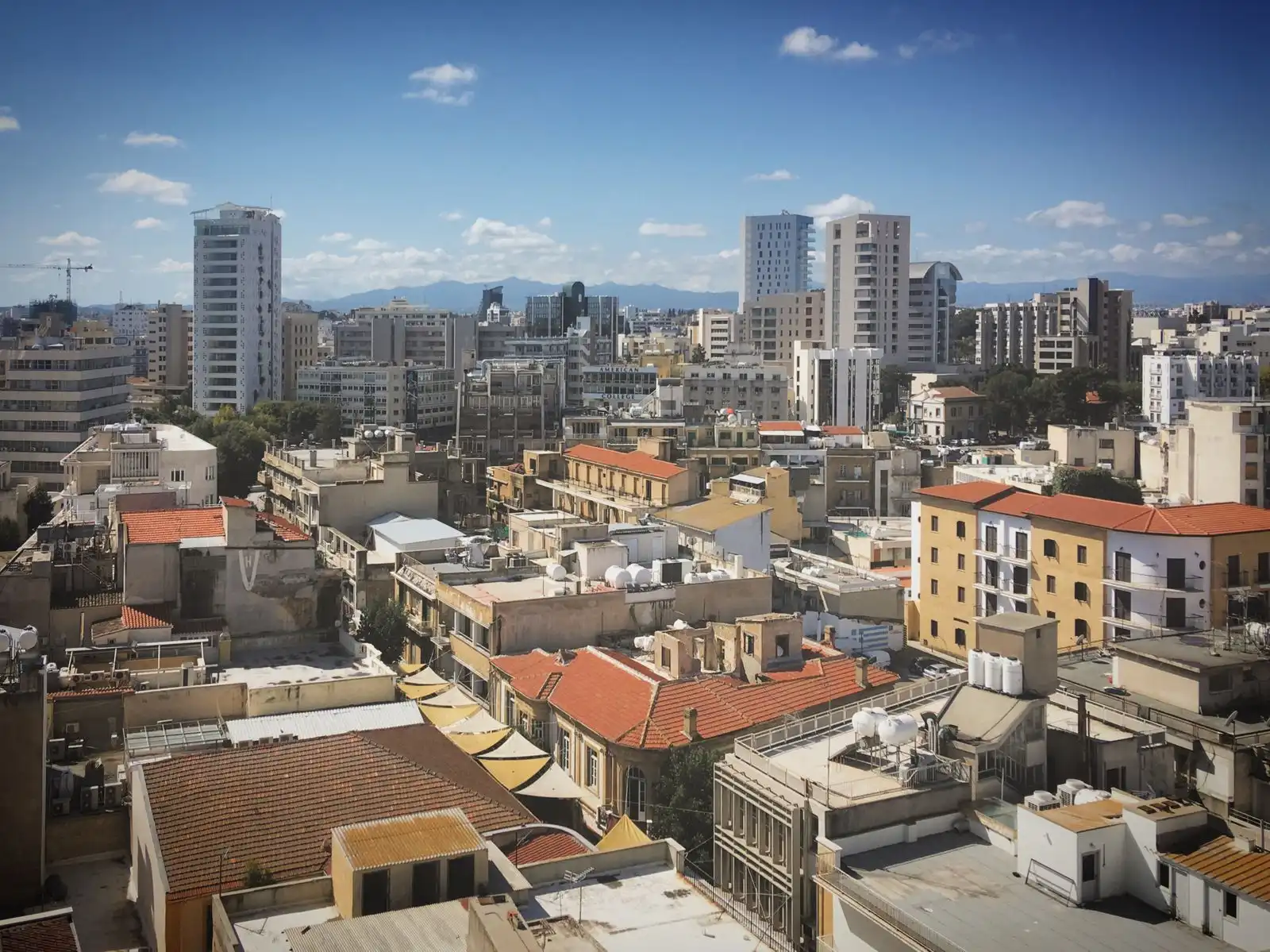 Nicosia's rooftops and modern towers