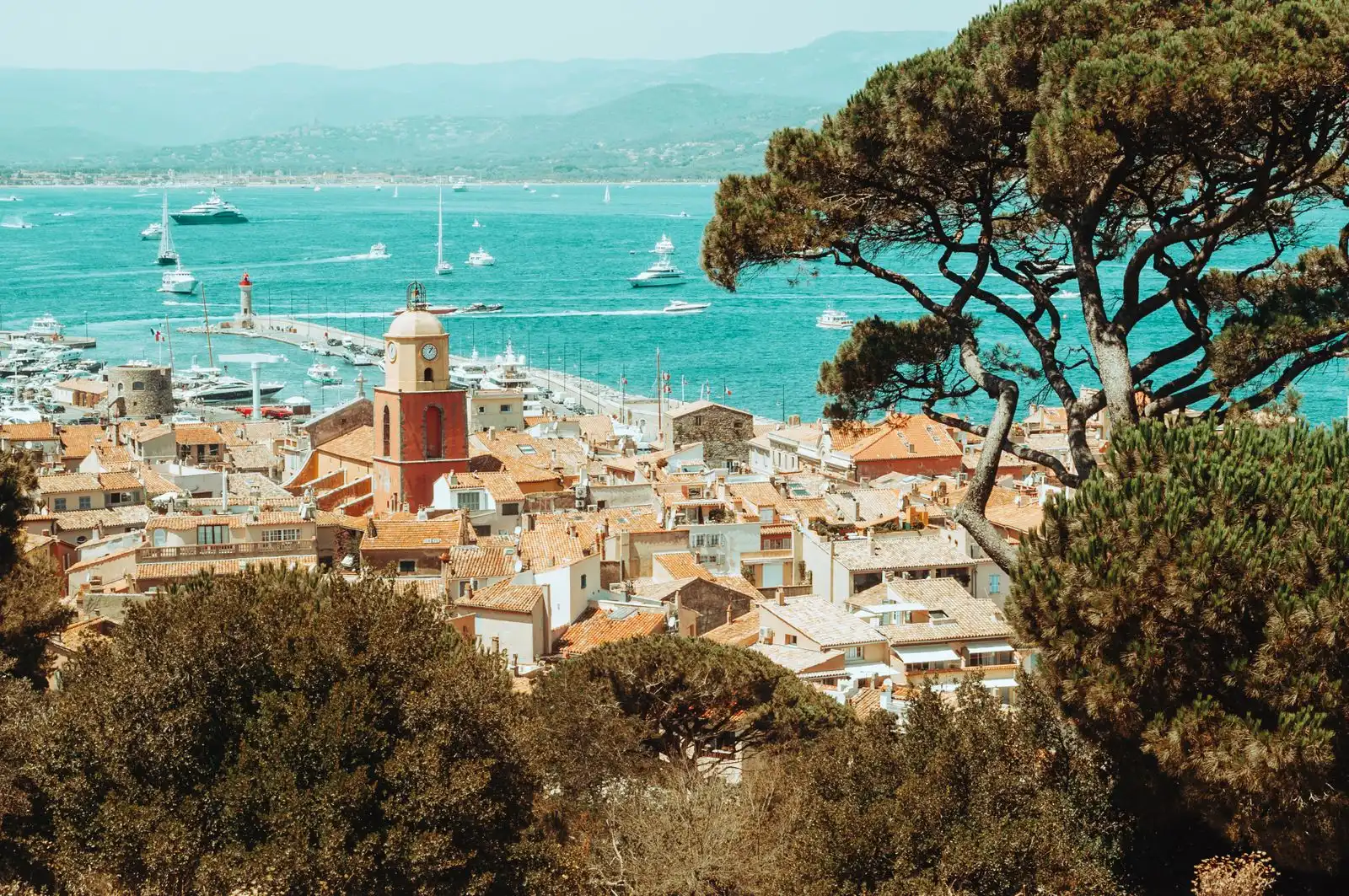 Saint-Tropez rooftops and harbour on the French Riviera