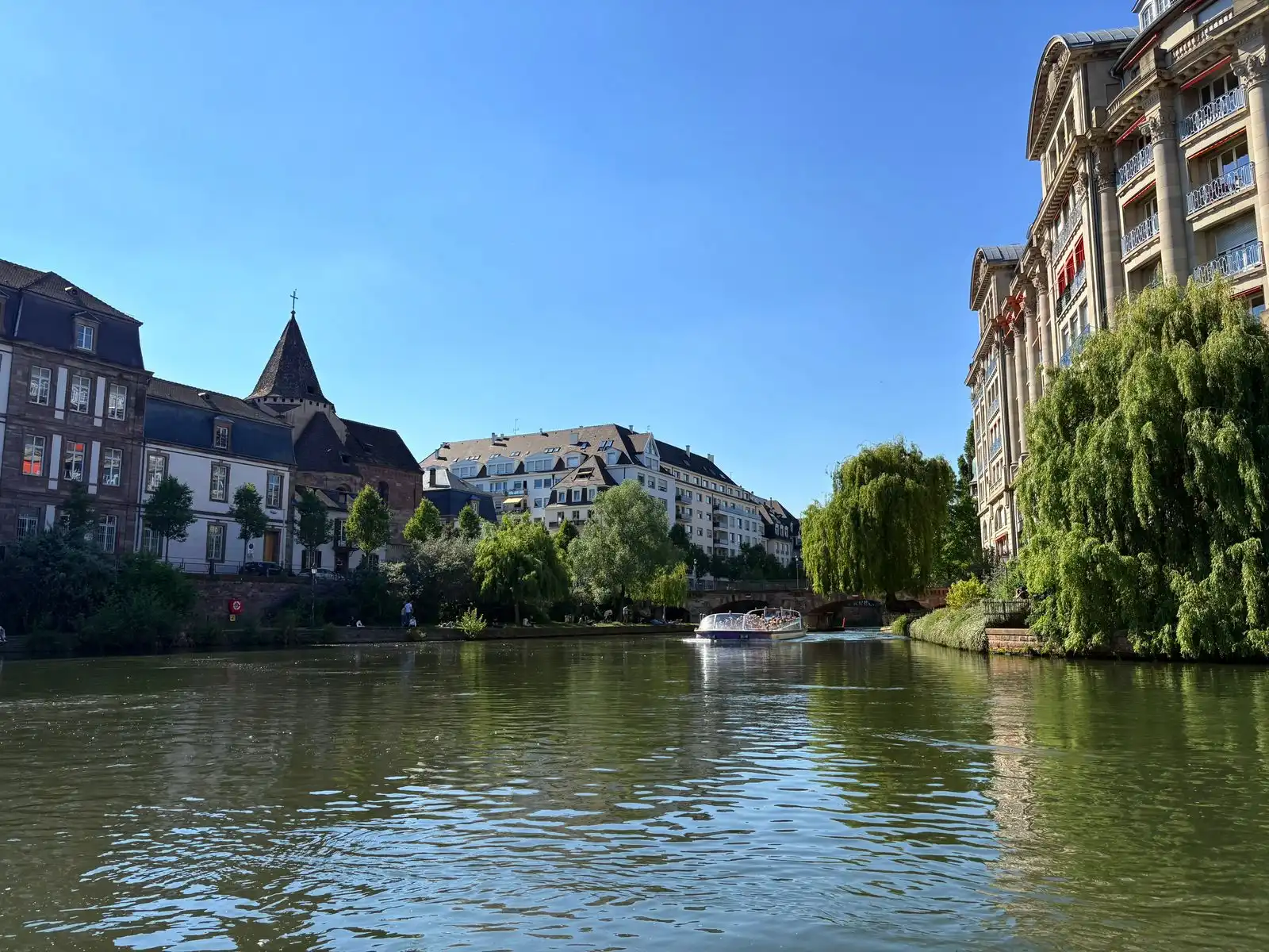 Half-timbered houses along a canal in Strasbourg