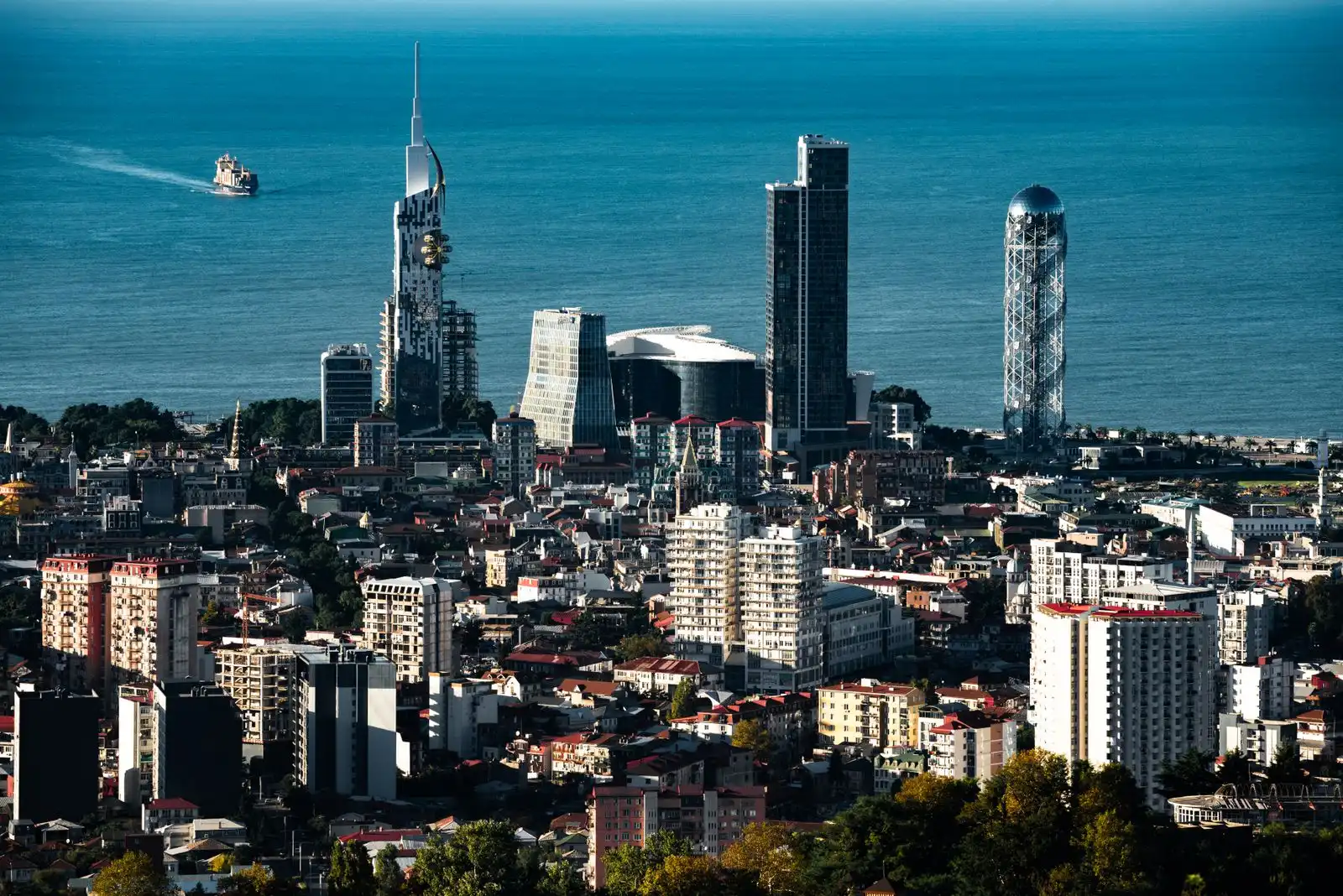 Batumi's buildings along the Black Sea coast
