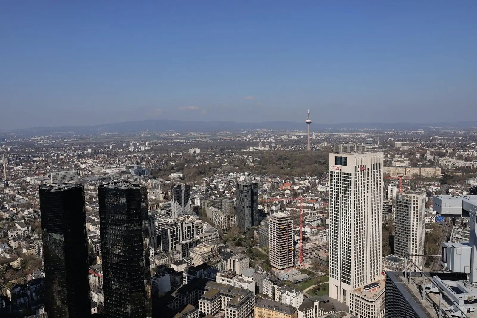 Frankfurt's towers and city buildings seen from above