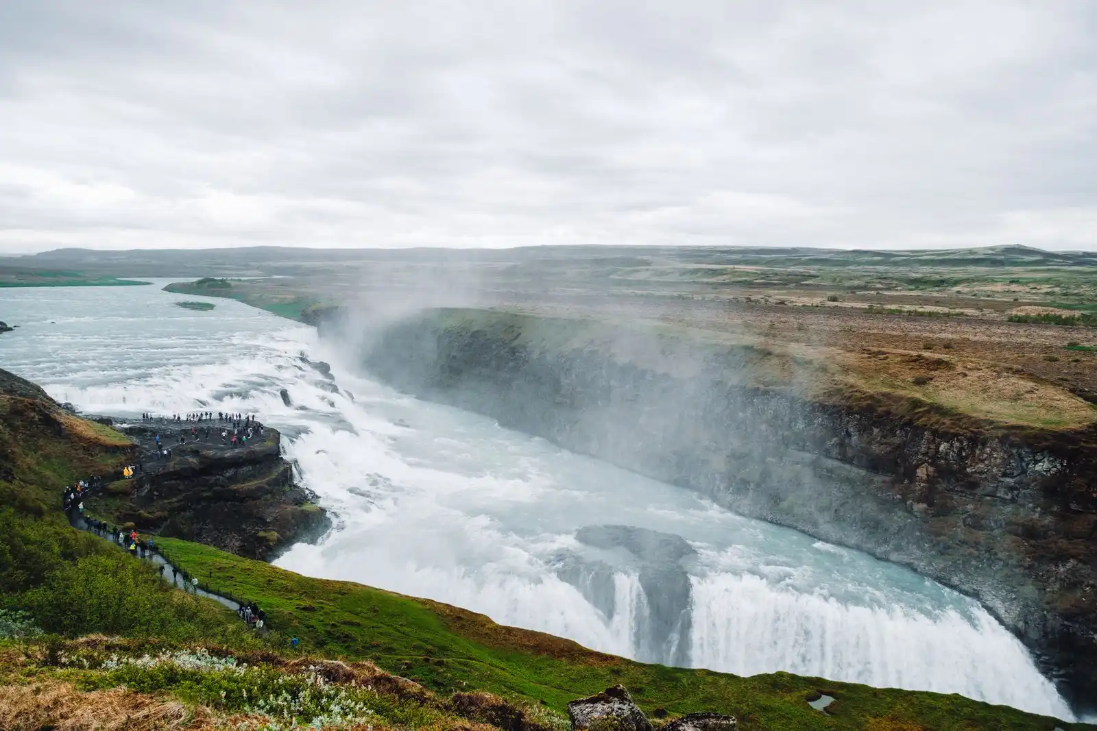 Water flowing over Gullfoss on Iceland's Golden Circle