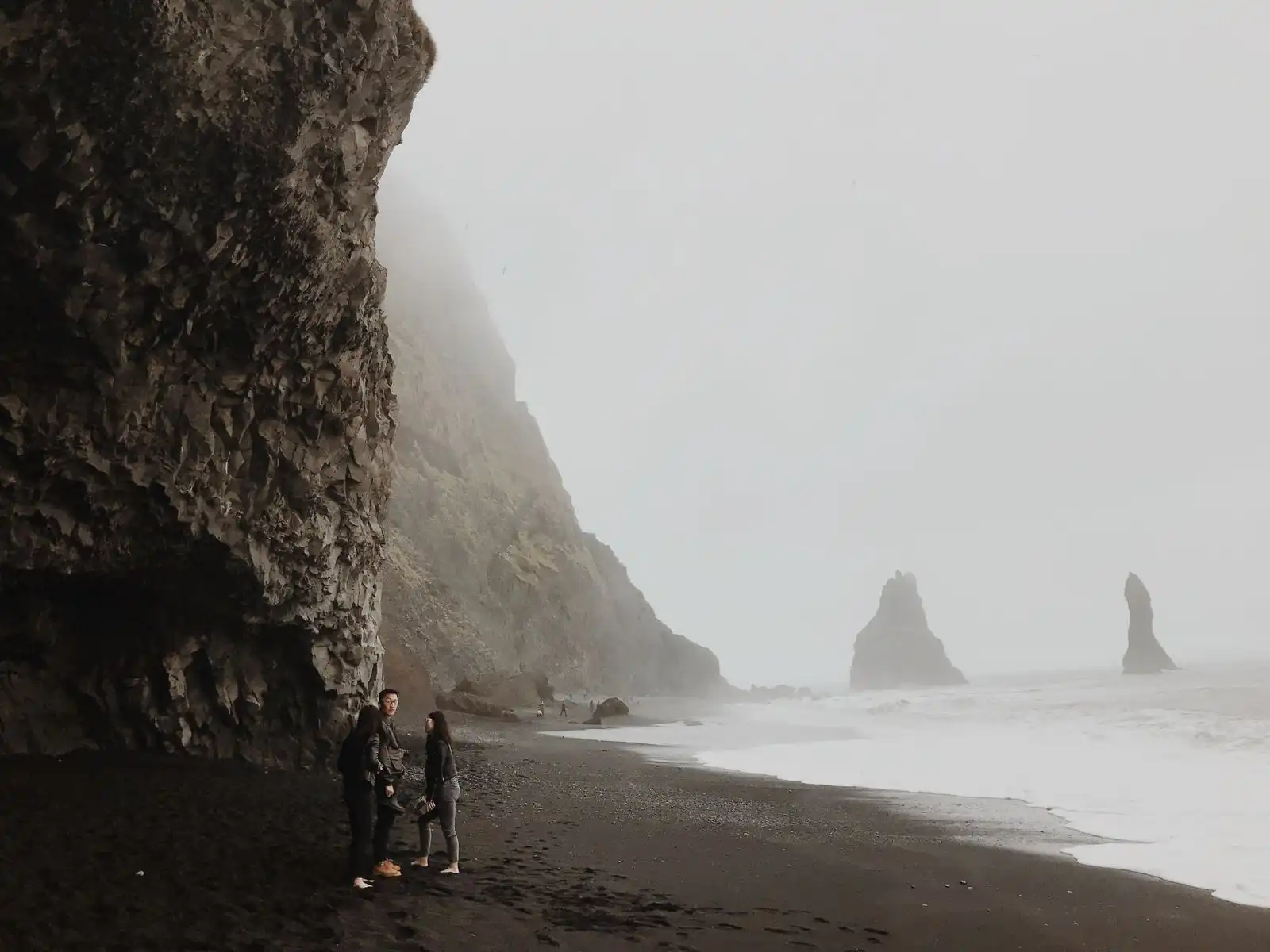 Black sand, cliffs and sea stacks near Vík on Iceland's south coast
