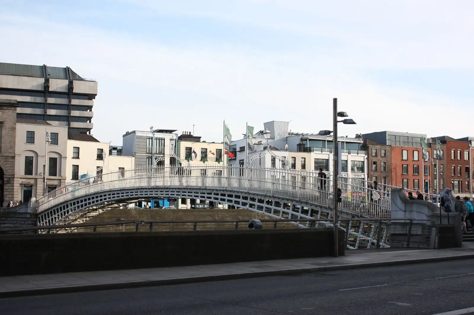 The Ha'penny Bridge across the River Liffey in Dublin