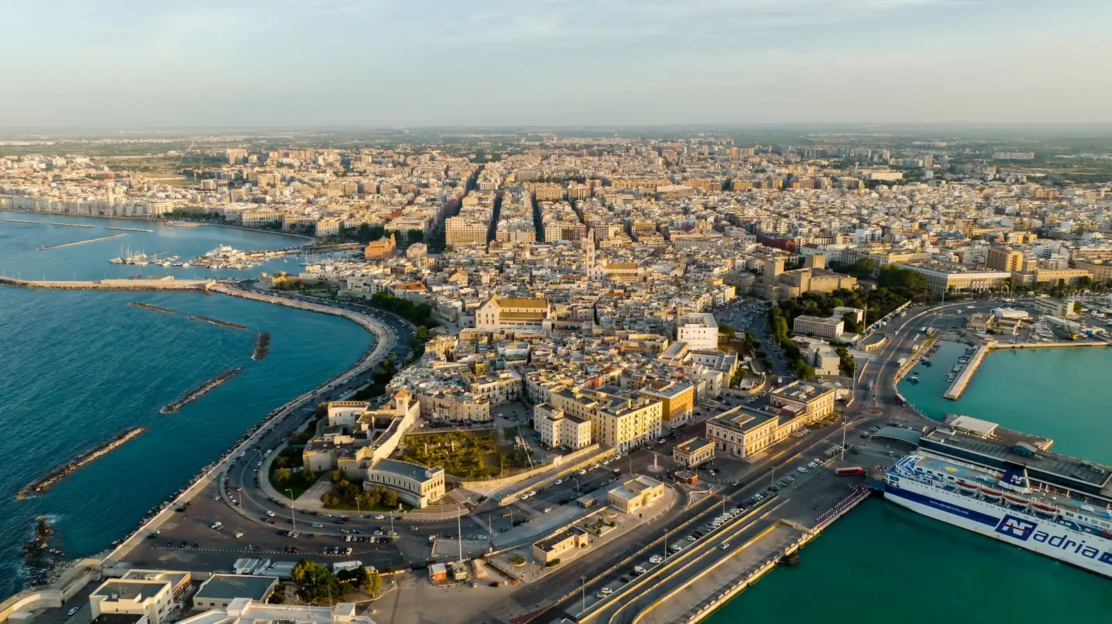 Bari's old town and harbour seen from above