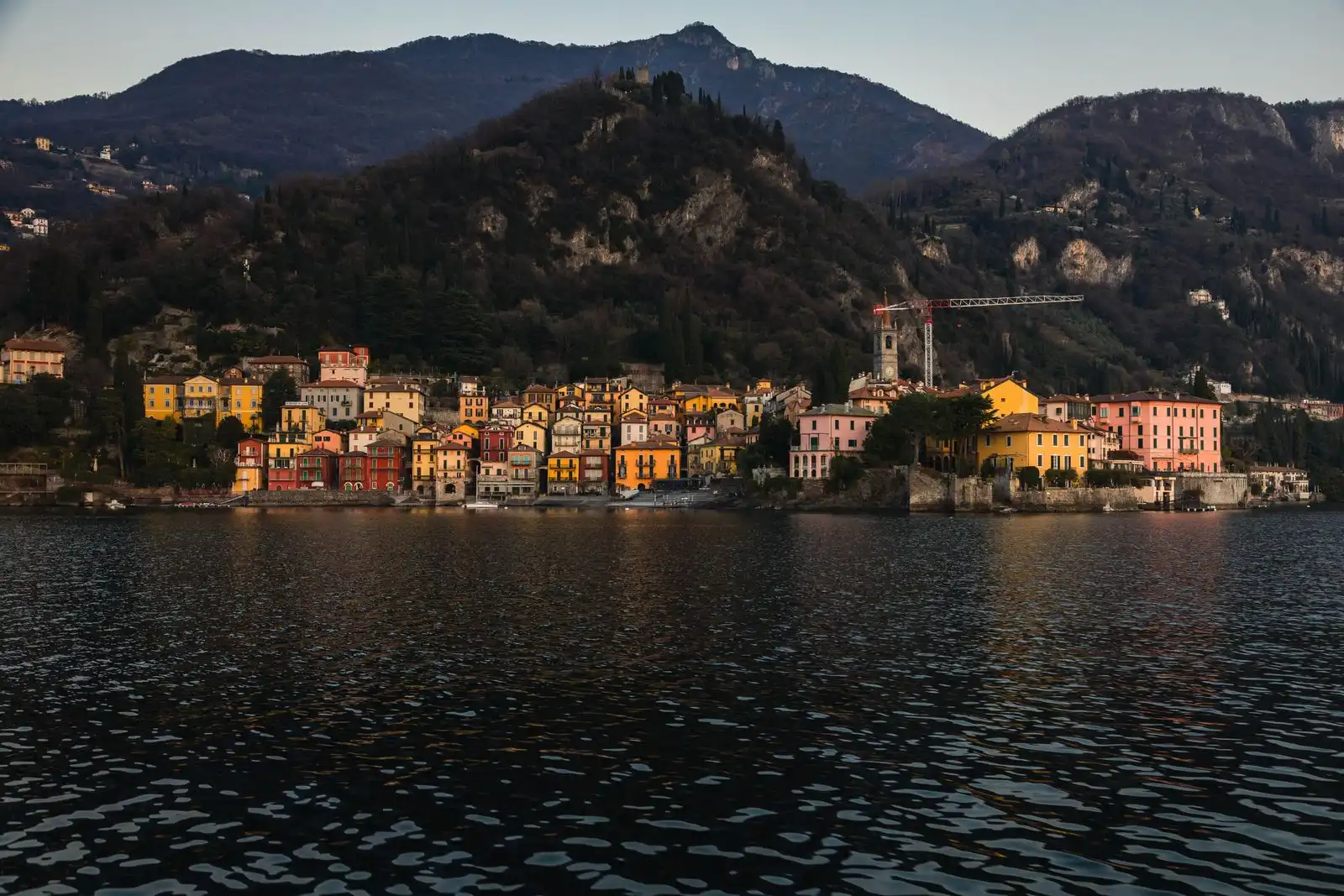 Varenna's colourful waterfront buildings beside Lake Como