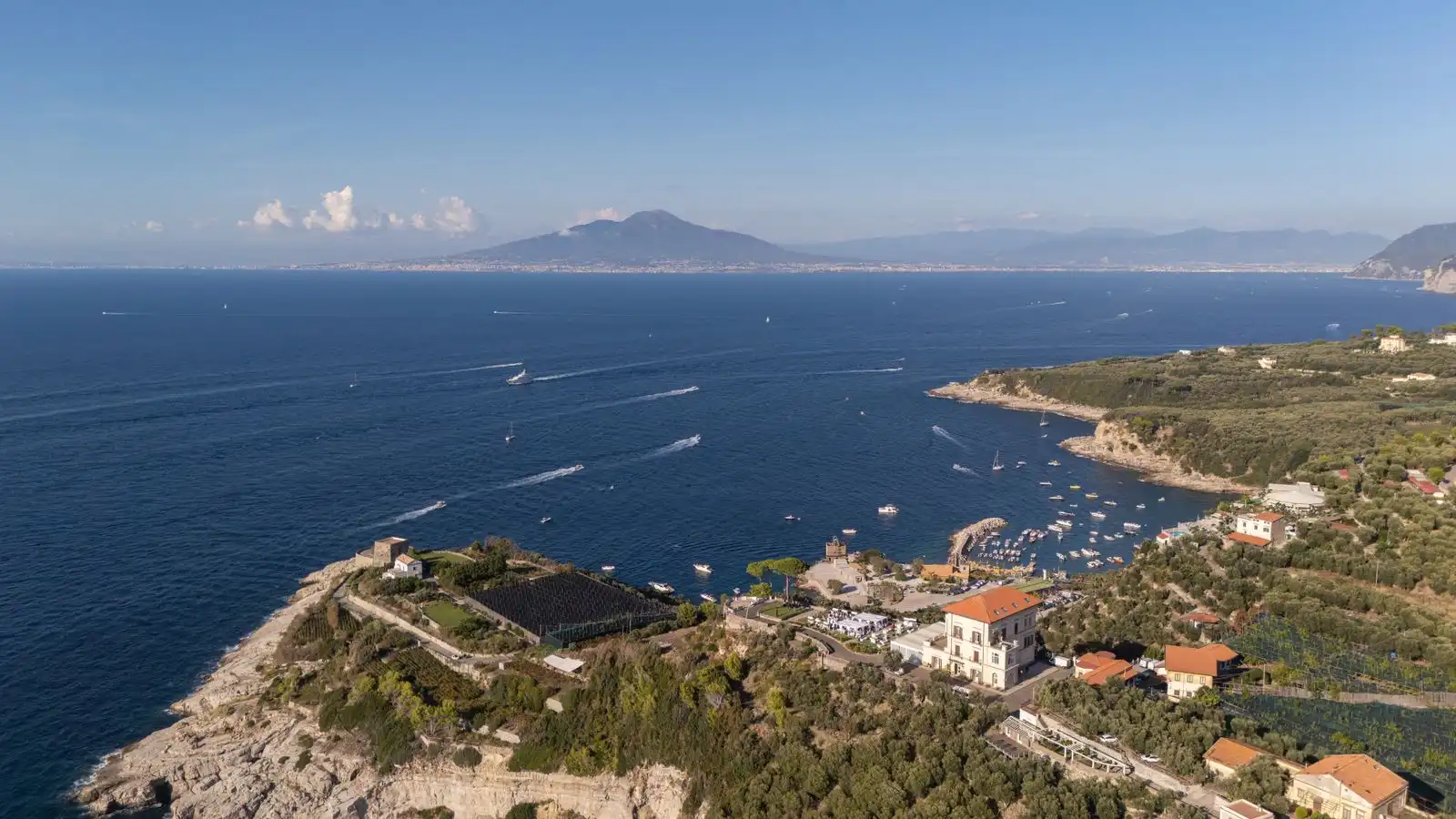 The Sorrento coast with Mount Vesuvius across the bay