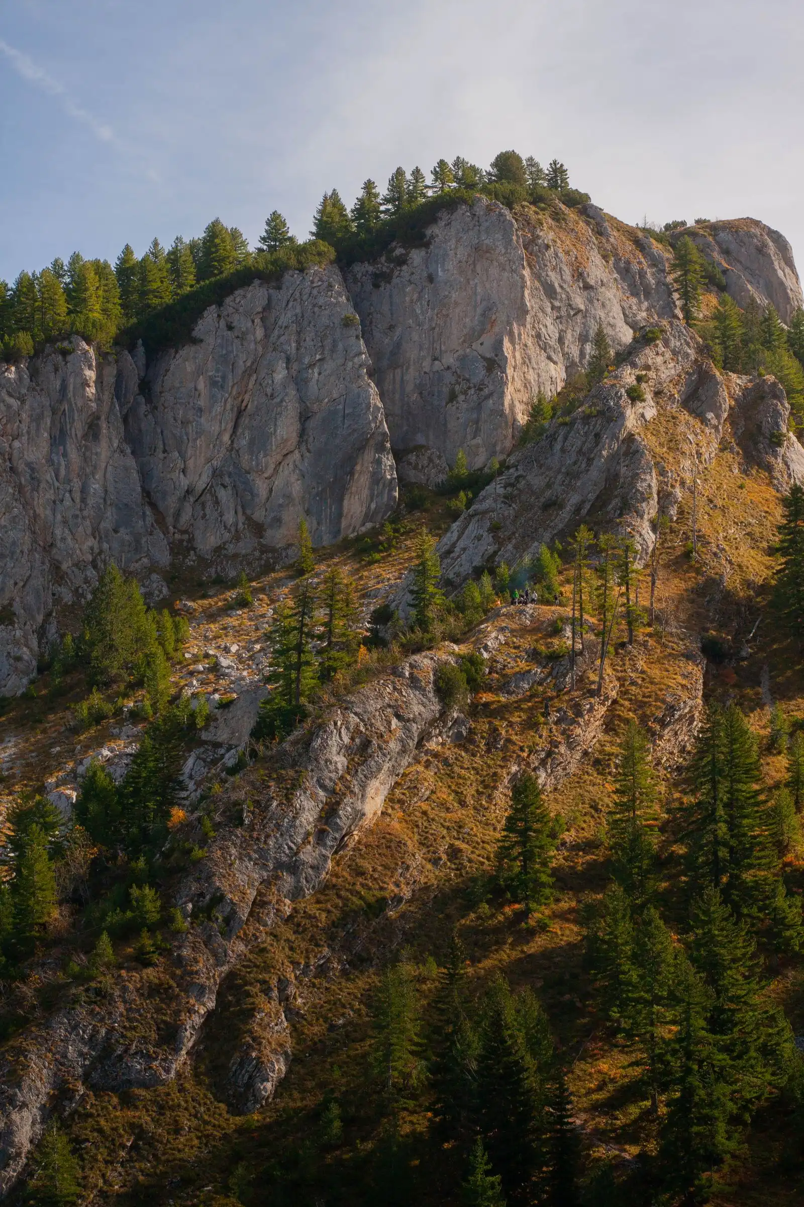 Rocky mountain slopes and trees in the Peja region
