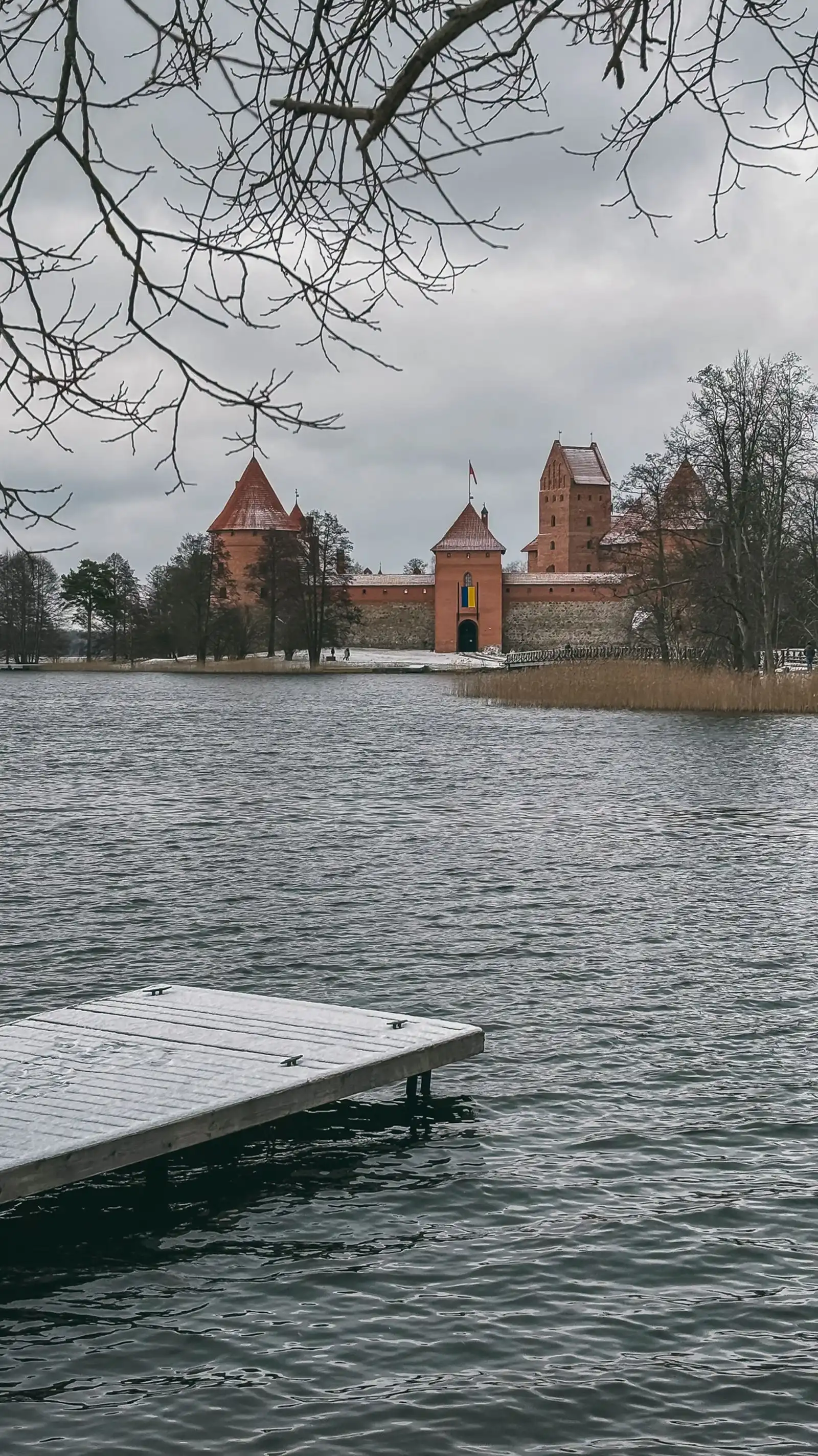 Trakai Island Castle beside a lake in winter