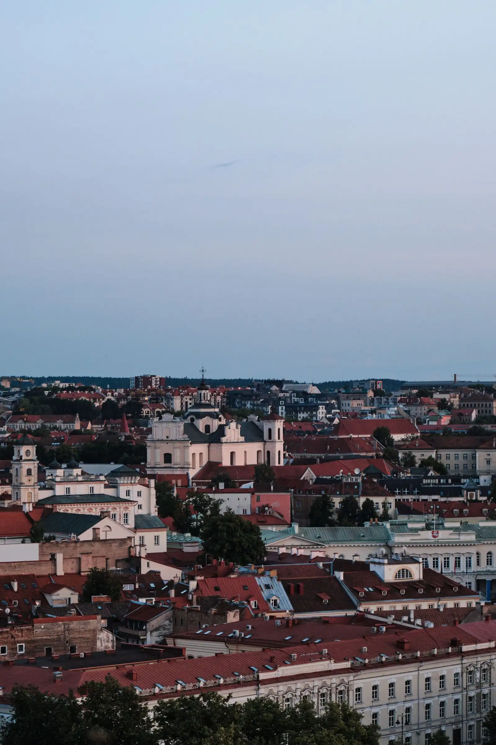 Vilnius's old town rooftops and church towers