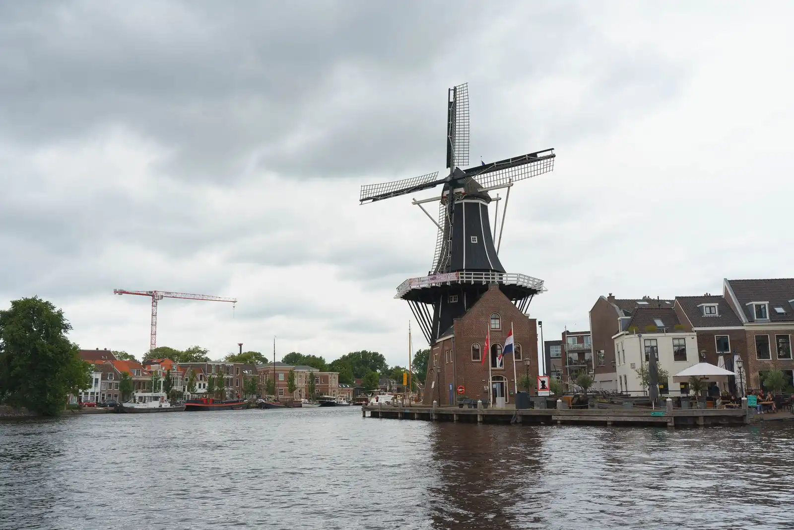 A windmill beside the river in Haarlem