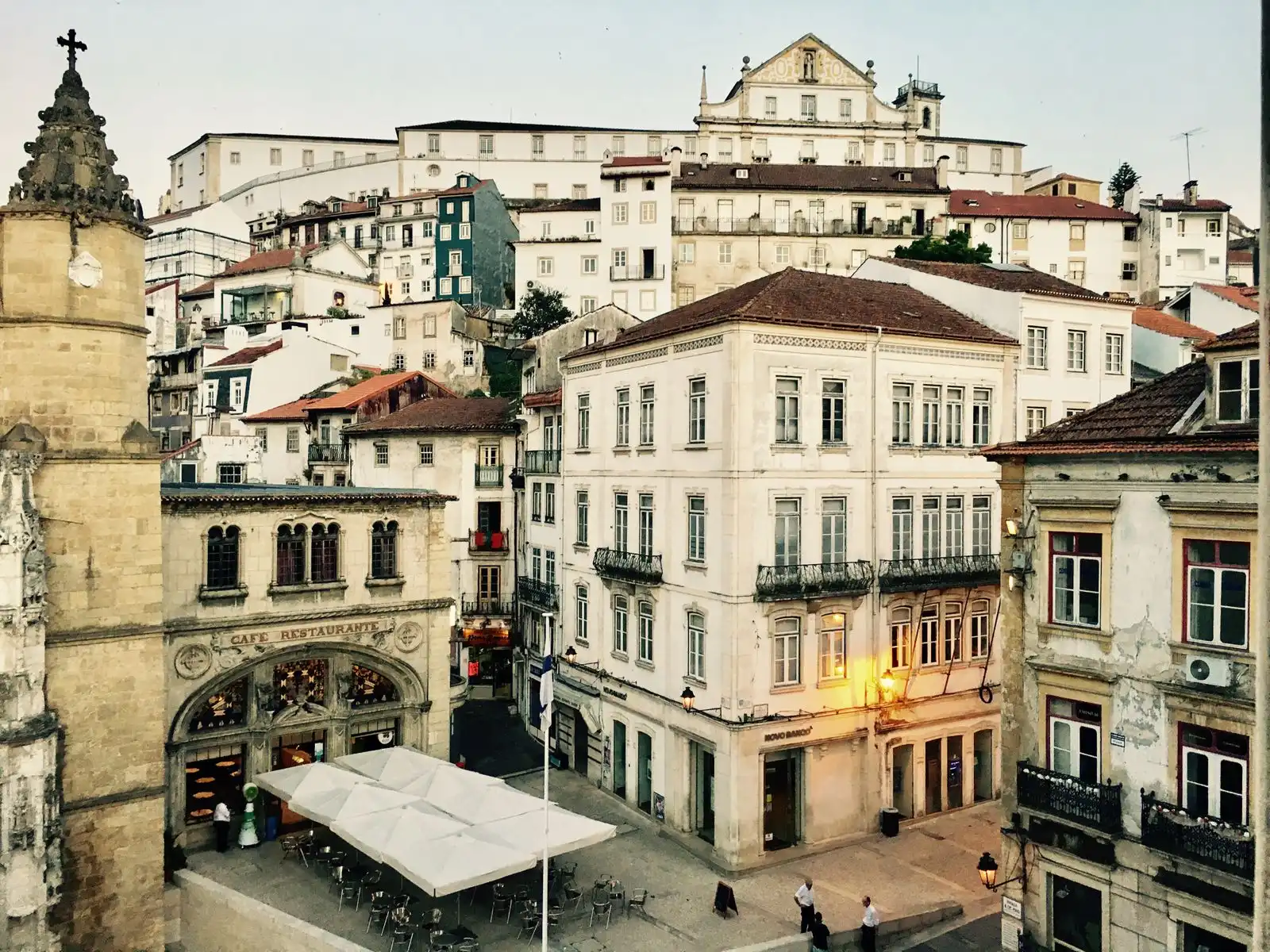 Historic buildings around a street in Coimbra