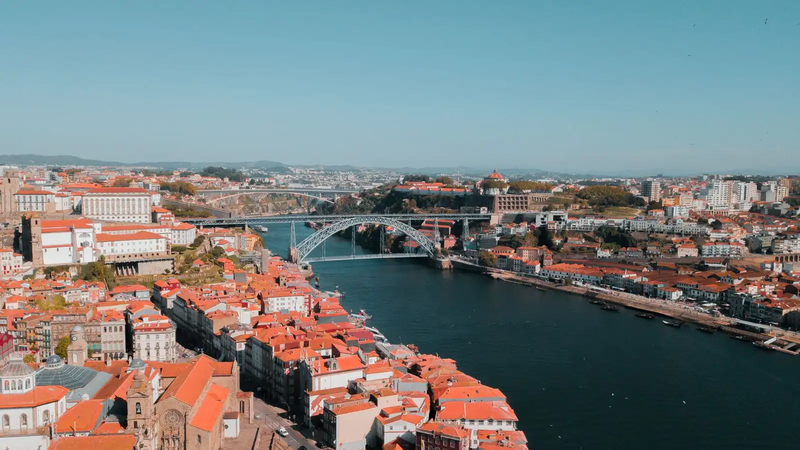 Porto's red rooftops and Luís I Bridge above the Douro