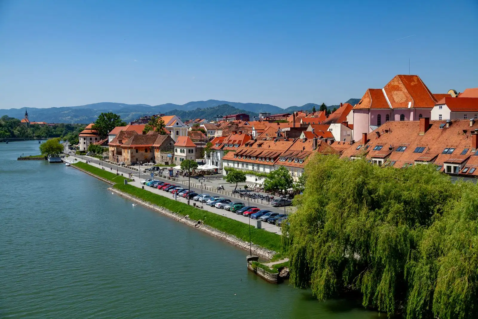 Buildings along the Drava River in Maribor