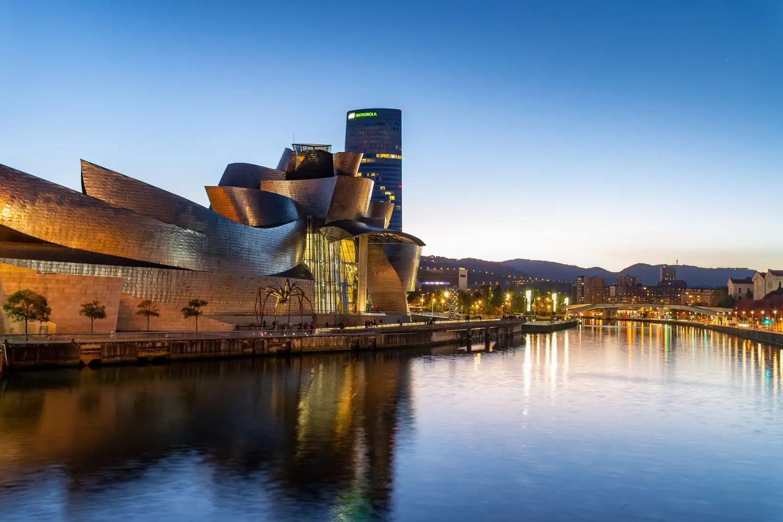 The Guggenheim Museum reflected in the river in Bilbao