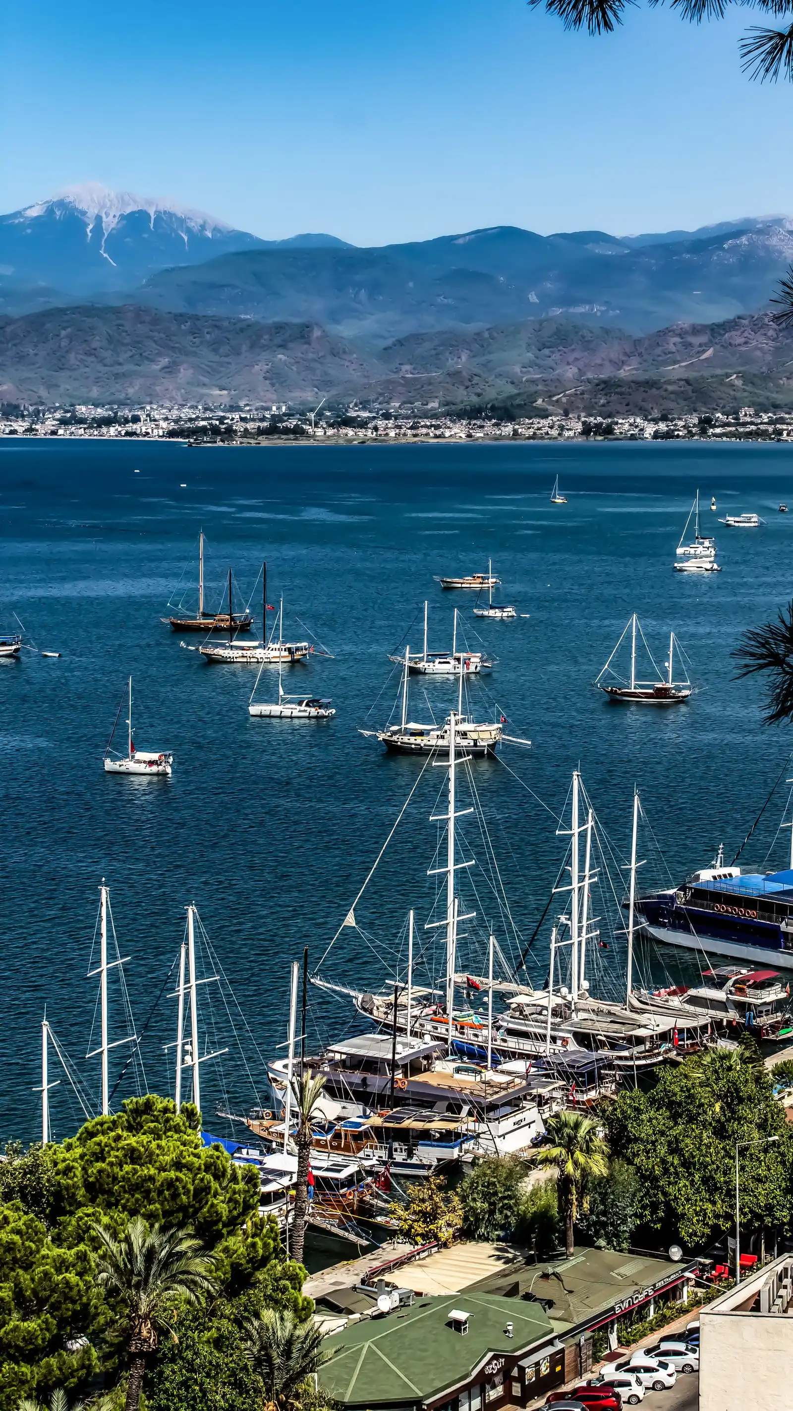 Sailing boats on blue water in Fethiye