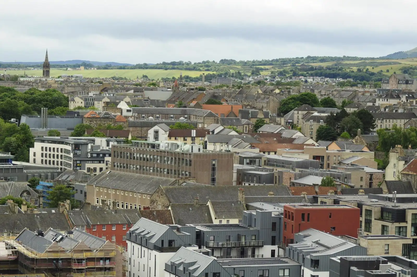 Edinburgh's buildings and church spire seen from Calton Hill