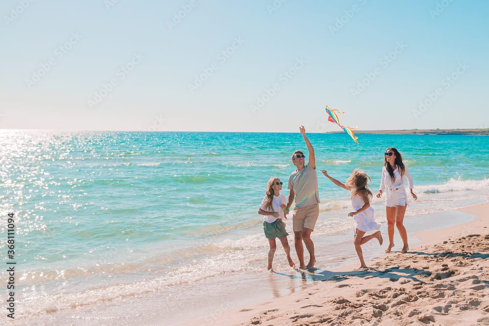 Young family on vacation have a lot of fun